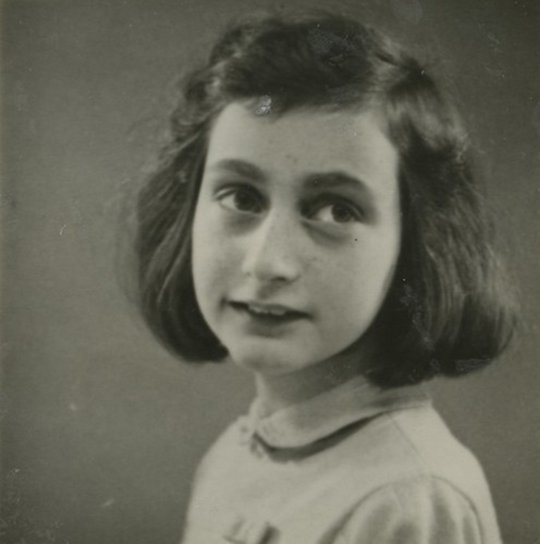 Historical portrait of Anne Frank, author of the famous World War II diary.